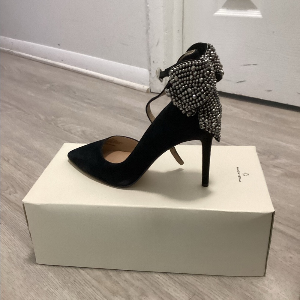 INC International Concepts Black Stiletto Heels with Embellished Ankle Strap
